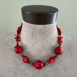 Chunky Natural Coral Necklace 18”